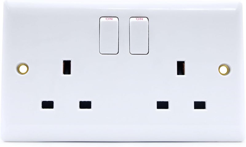 درافل مقبس كهربائي مزدوج من دورافيل ثنائي الفتحات 13 أمبير مع مؤشر نيون - بلاستيك فائق النحافة، مقاوم للحريق - Image 1